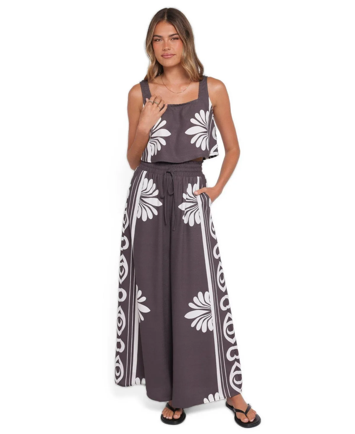 Timothy Cropped Square-Neckline Wide-Leg Top and Pants, 2-Piece Set by Petal and Pup