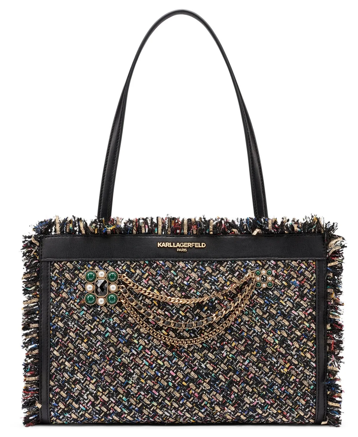 Jade Tweed Shopper Top Handle Tote Handbag by Karl Lagerfeld