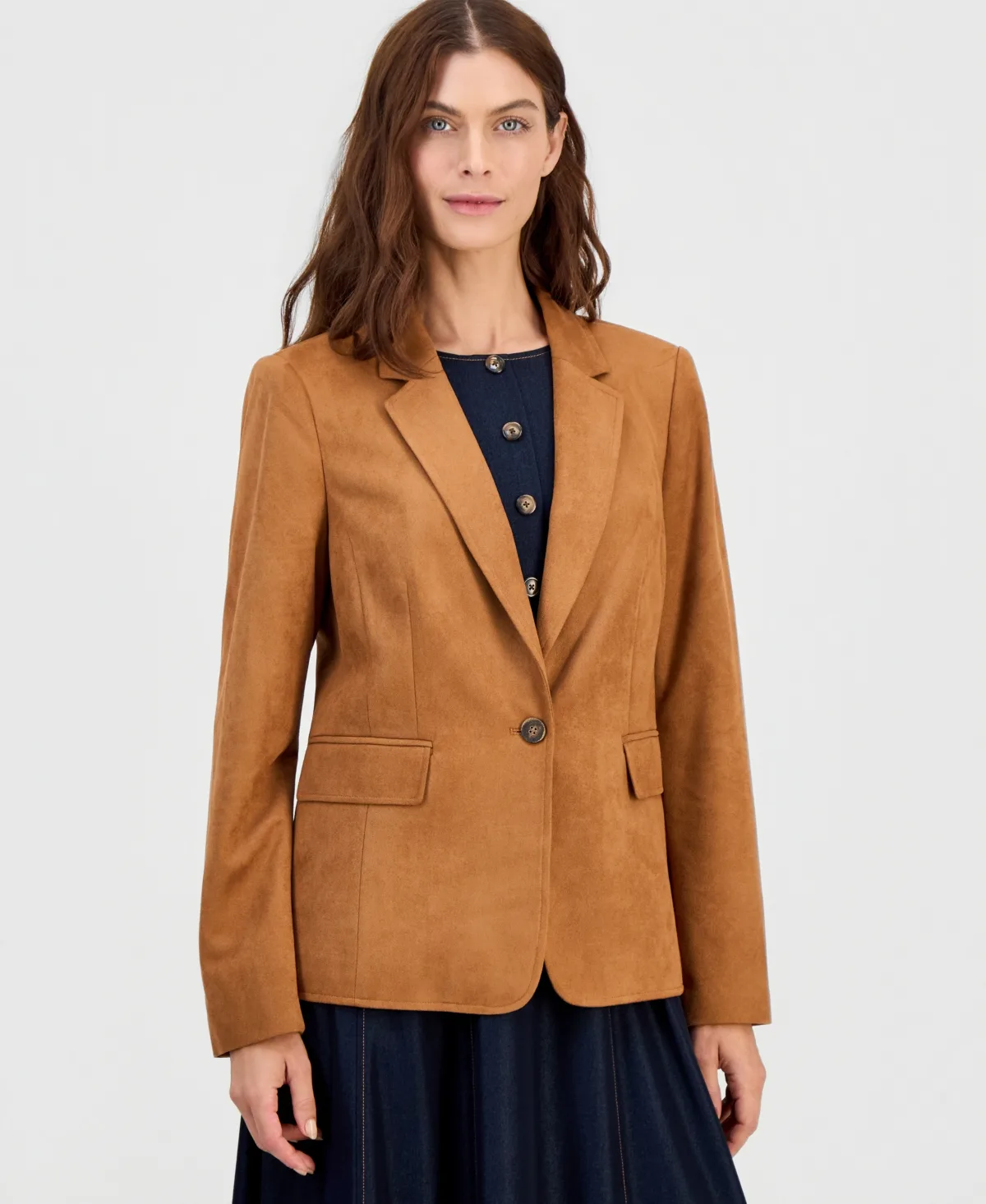 Faux-Suede Single-Button Blazer by Tahari