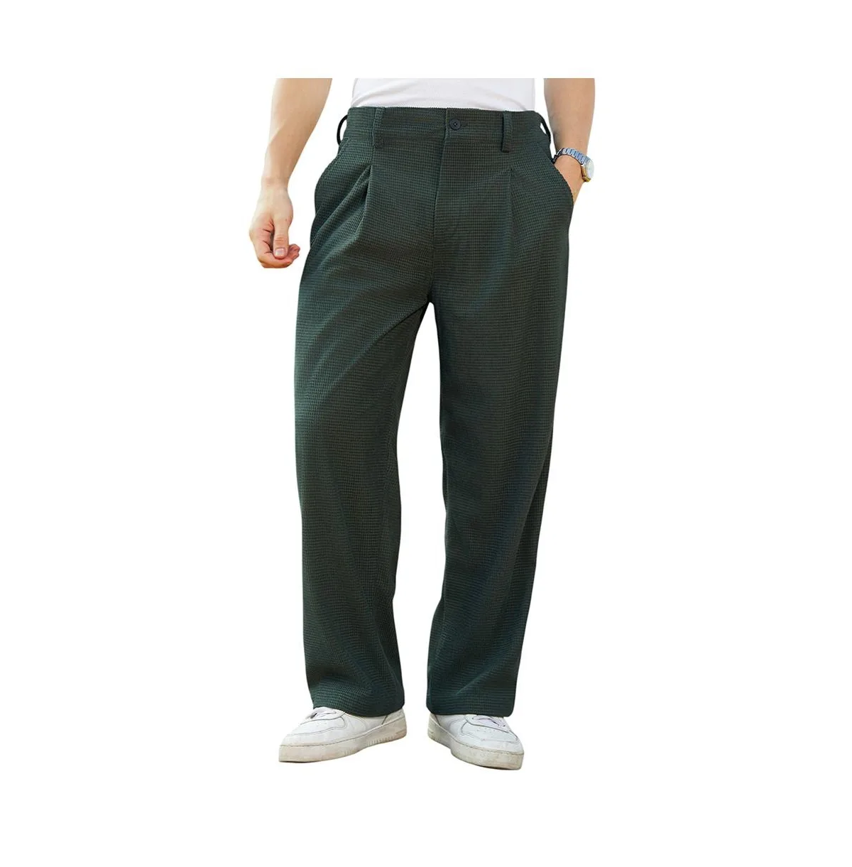 Tailored Waffle Trousers by Campus Sutra