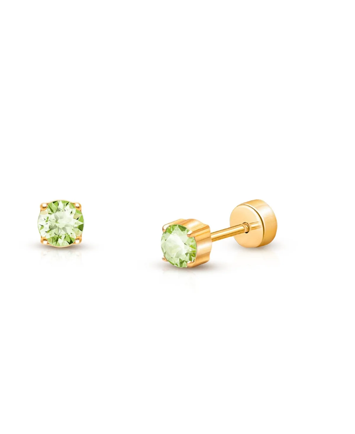 14K Gold on Titanium Crystal Birthstone Stud Screw Back Earrings - August by Tiny Blessings