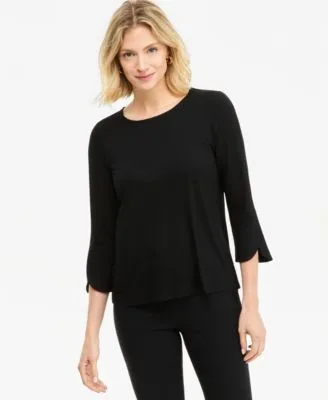 3/4 Length Tulip Sleeve Scoop Neck T-Shirt by JM Collection
