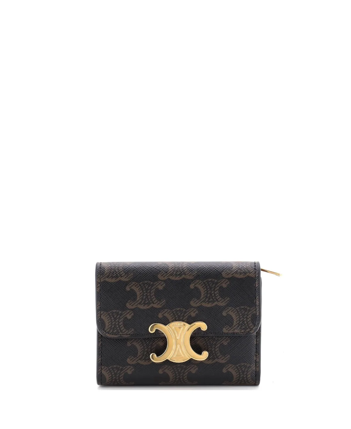 Pre-Owned Celine Compact Triomphe Wallet with Coin Purse Triomphe Coated Canvas by Celine