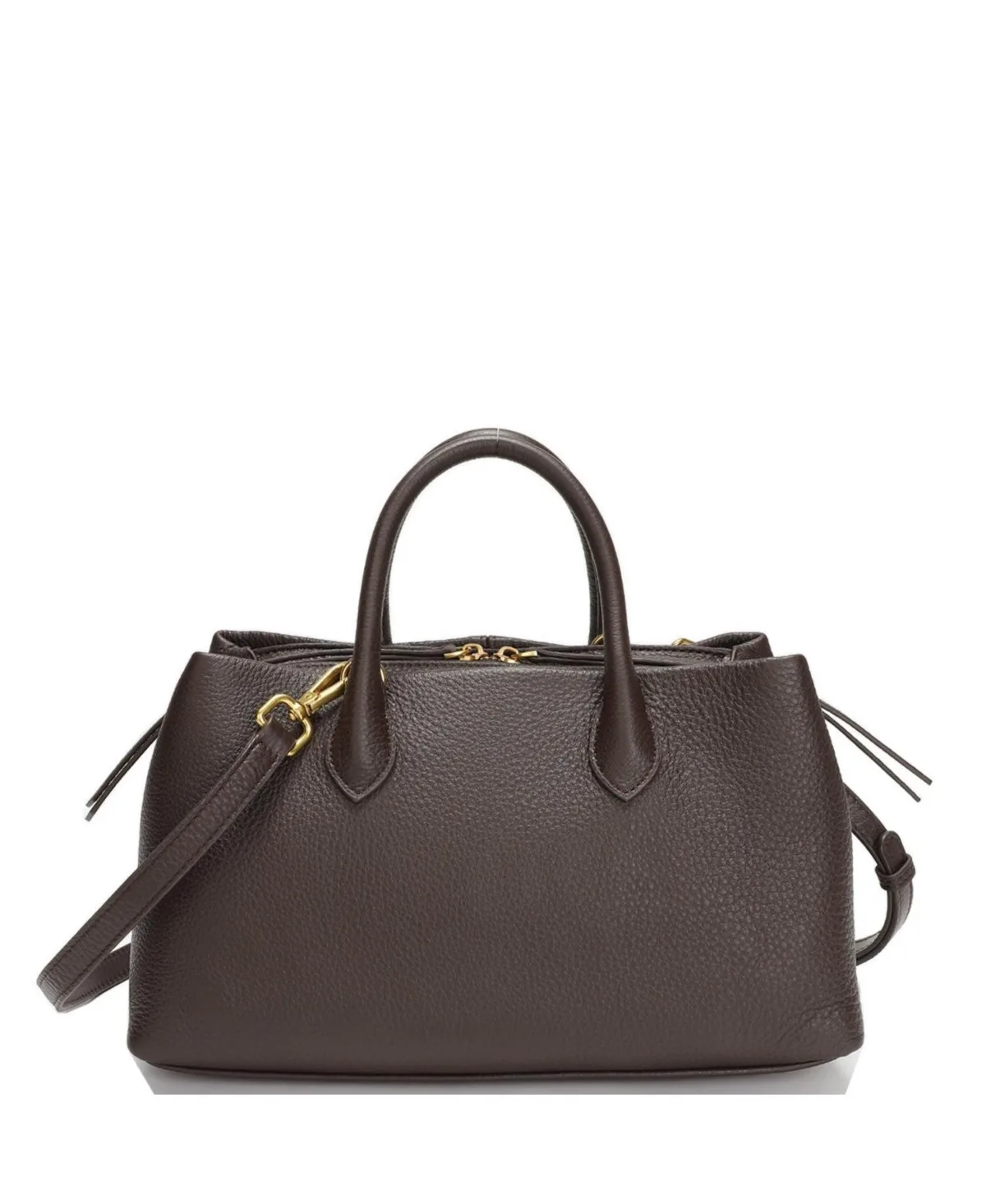 Luna Pebbled Leather Top Handle Satchel Bag Structured Crossbody Shoulder Handbag