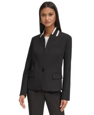Paris Reverse Lapel One Button Blazer by Karl Lagerfeld