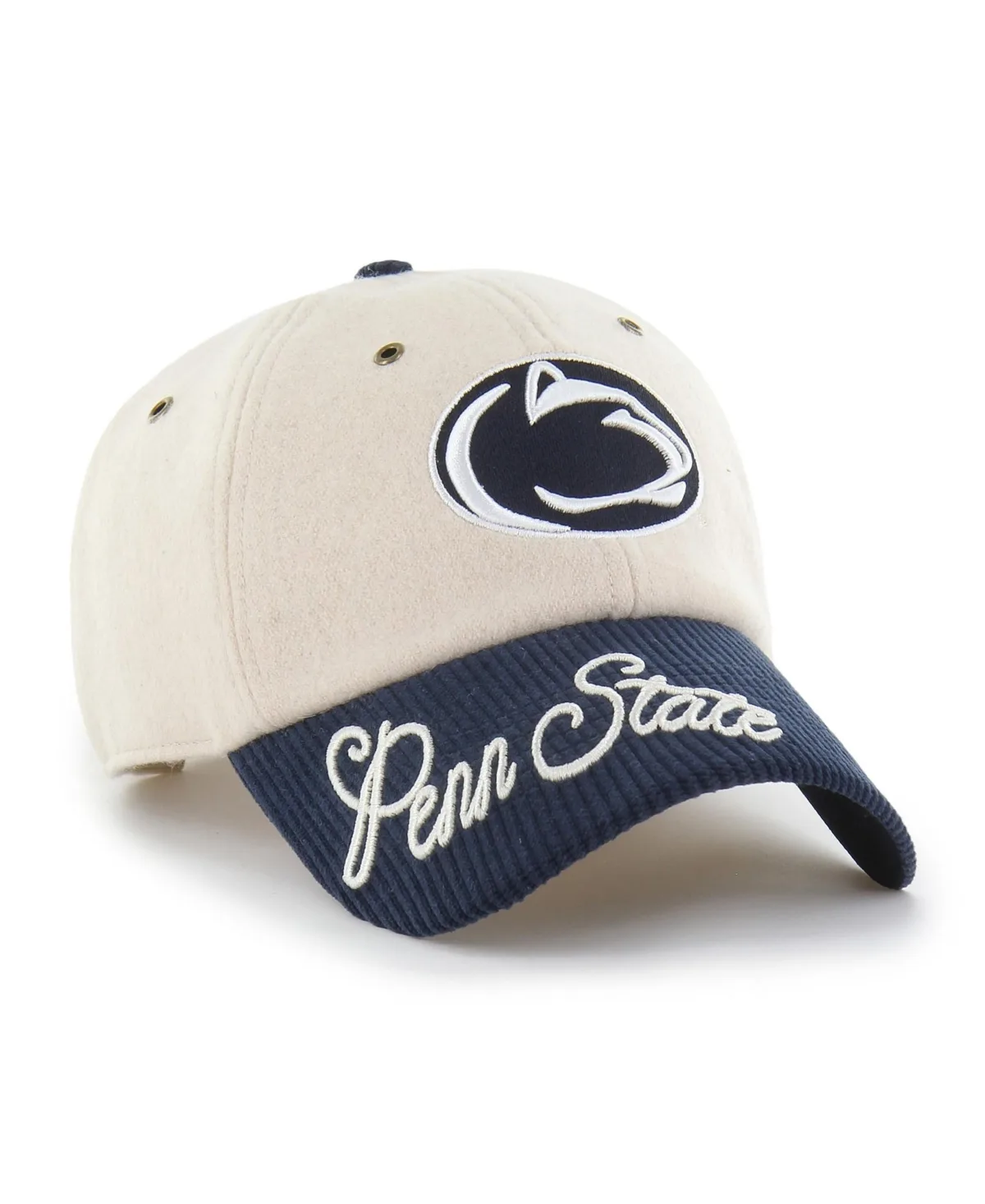 Penn State Nittany Lions Rope Script Clean Up Adjustable Garment-Washed Corduroy Brim Baseball Cap by 47 Brand