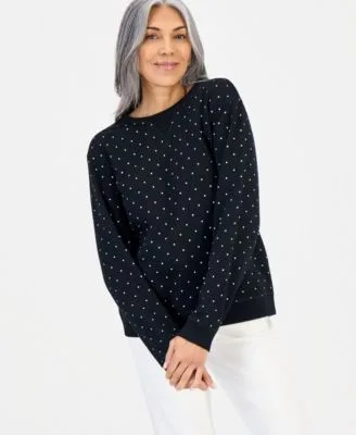 Micro Polka Dot Fleece Sweatshirt by Style & Co