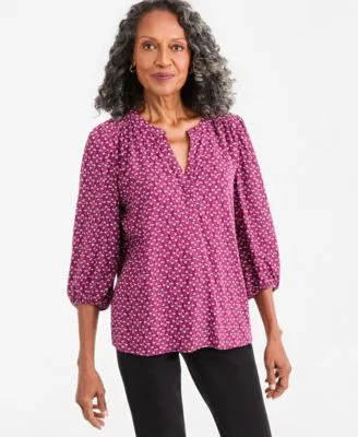 Printed Volume Sleeve Blouse by Style & Co