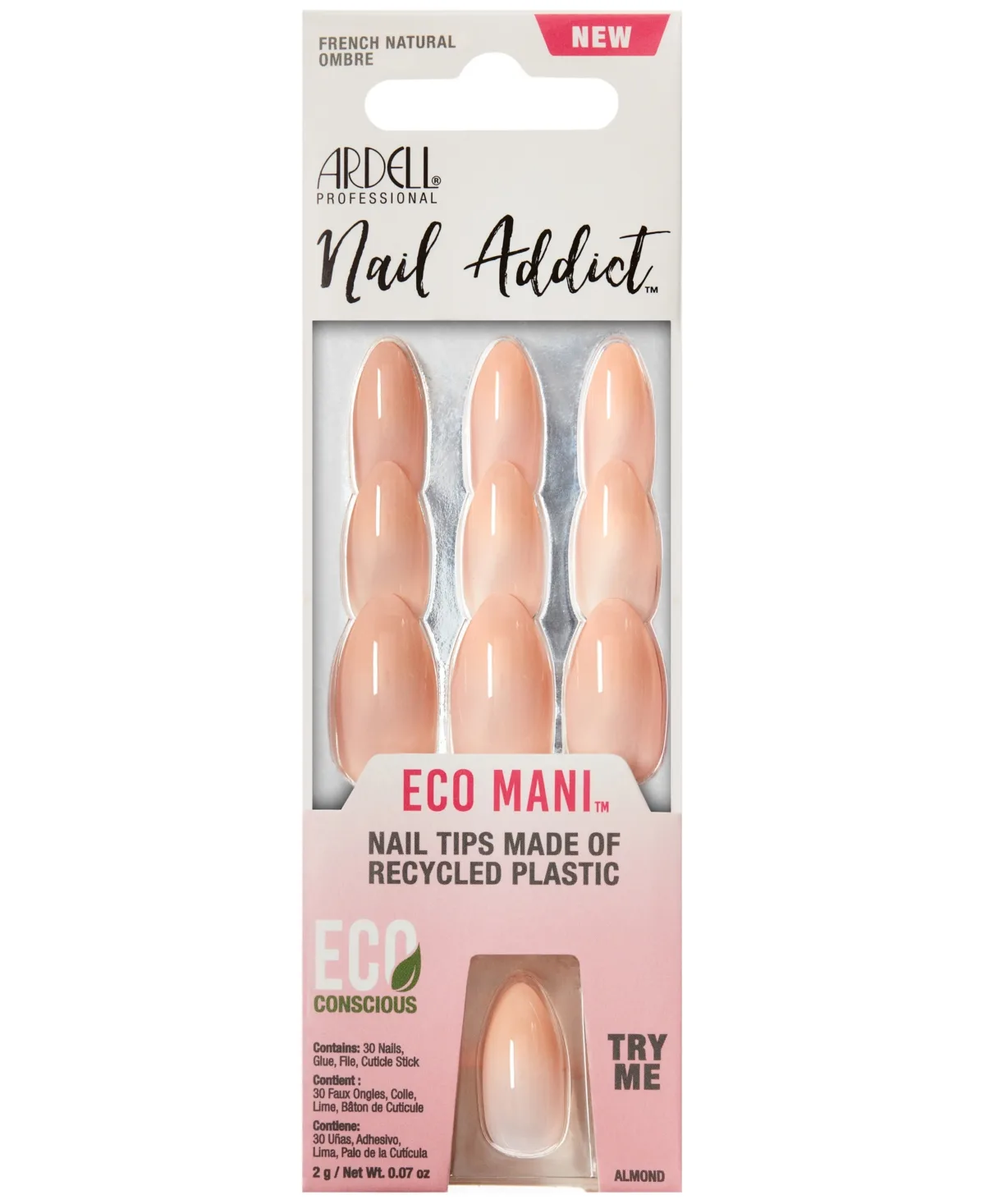 Nail Addict Eco Mani Press-On Nails, French Natural Ombre by Ardell Nails