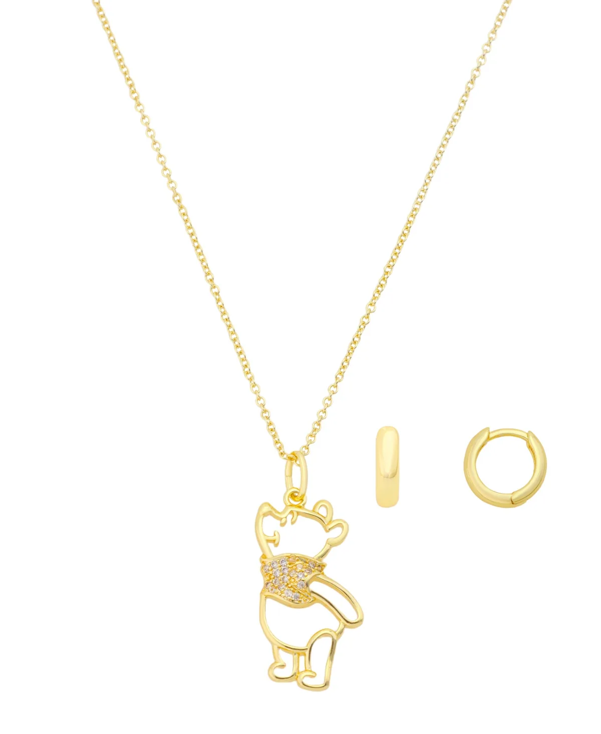 Cubic Zirconia Huggie Necklace and Hoop Earrings Set by Disney