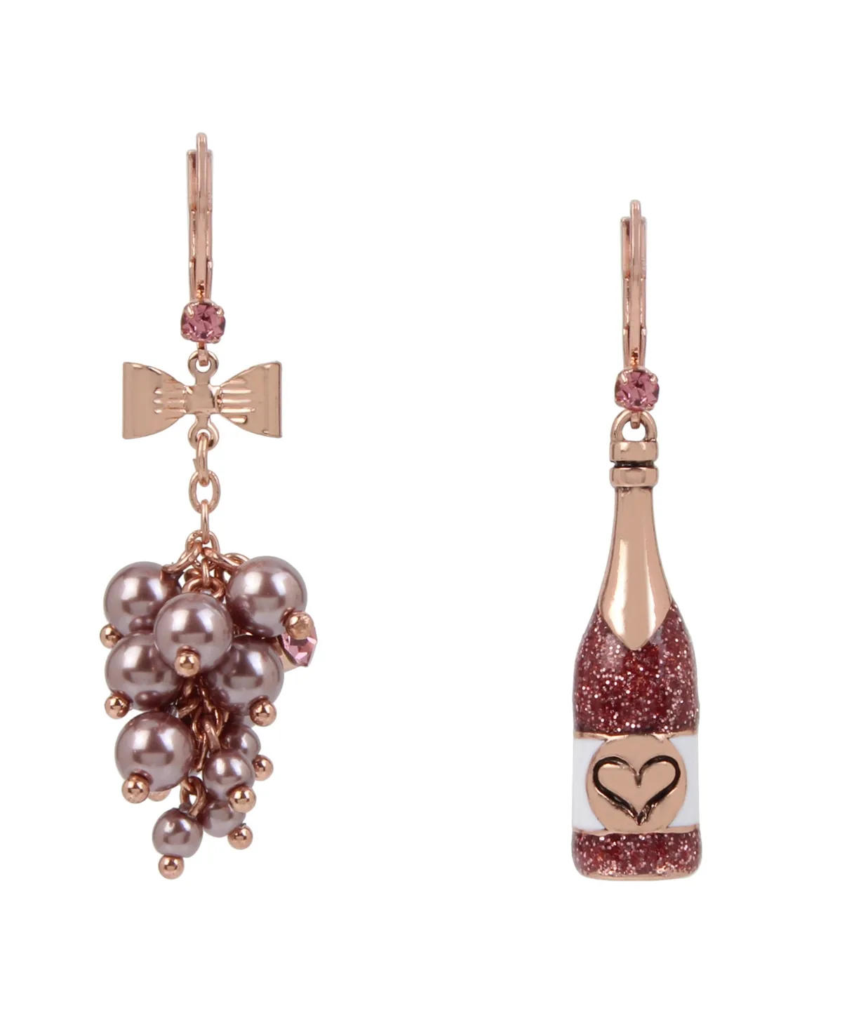 Imitation Pearl and Glass Crystal Mismatched Drop Earrings by Betsey Johnson