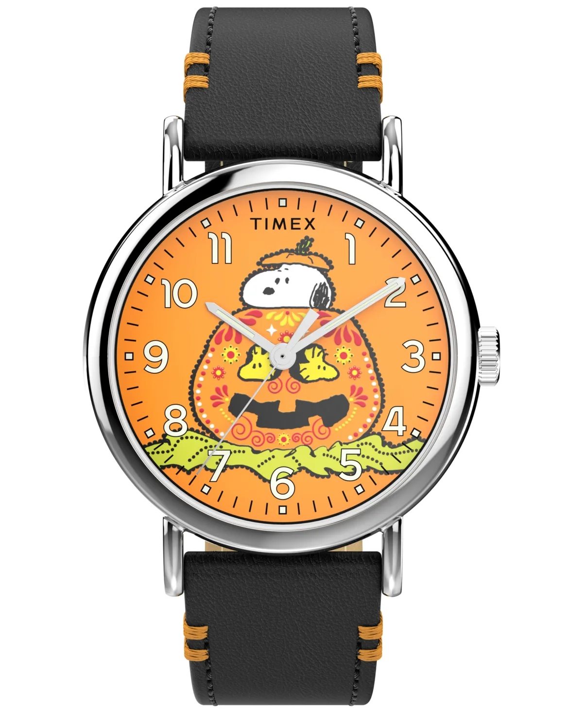 Quartz Analog Black Leather Watch, 40mm by Timex