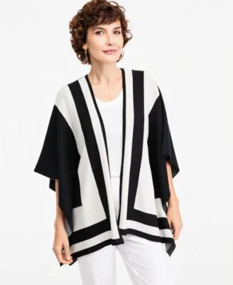 Colorblock D O Cardi Open Front Kimono Sleeves Cardigan by JM Collection
