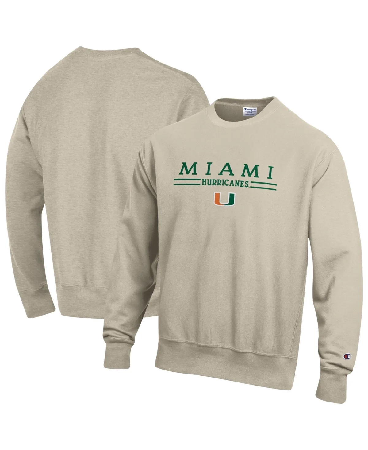 Miami Hurricanes Reverse Weave Crewneck Sweatshirt by Champion