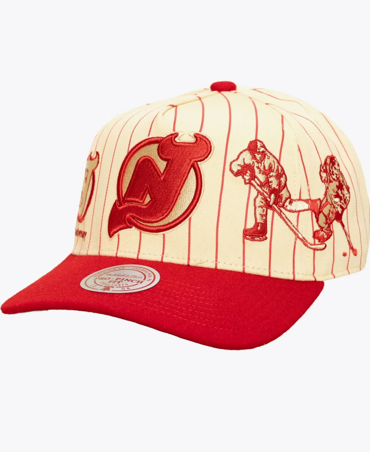 New Jersey Devils Retro Roots Stripe Pro Snapback Hat by Mitchell & Ness