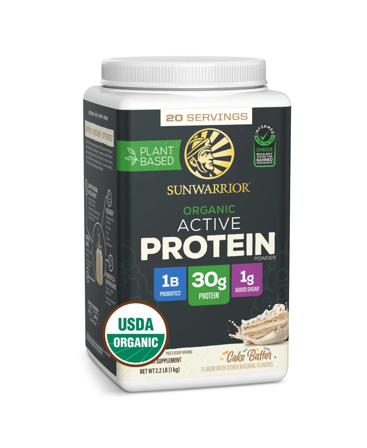 Active Blend Protein Powder, Cake Batter Flavor, 20 Servings by Sunwarrior