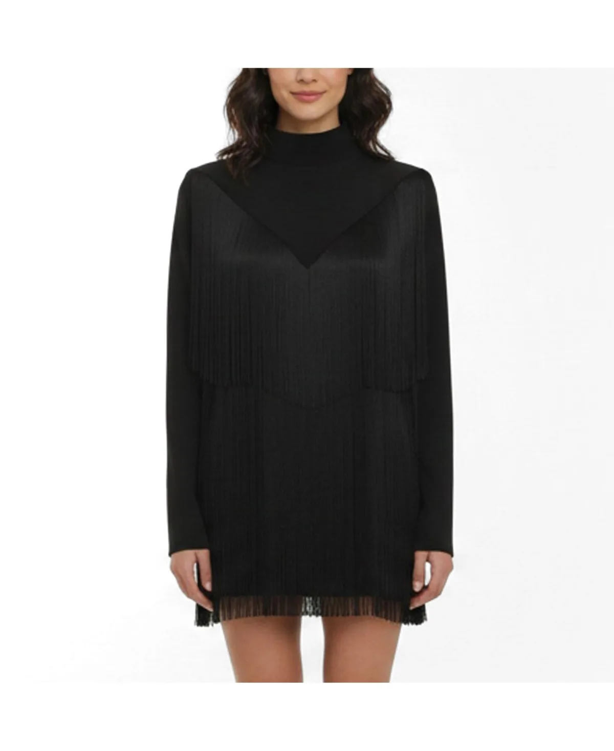 Pre-Owned Givenchy Fringed Crepe Mock Neck Top by GIVENCHY