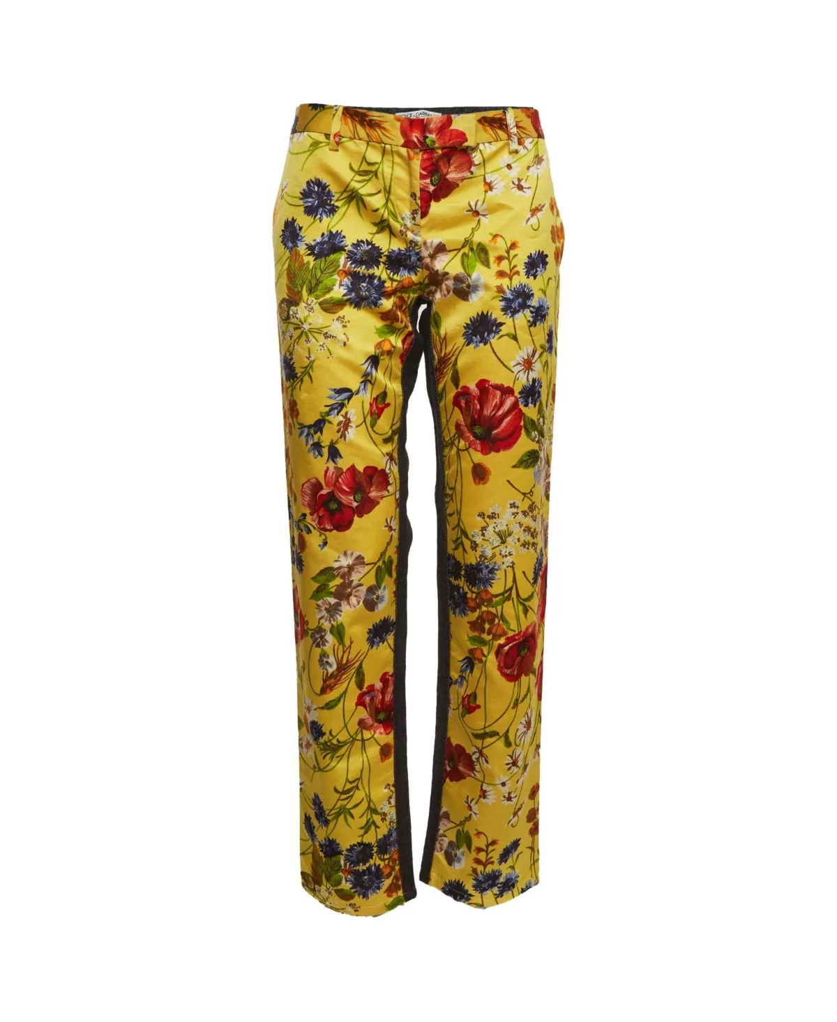 Pre-Owned Dolce & Gabbana Floral-Print Wide-Leg Denim Jeans by Dolce & Gabbana