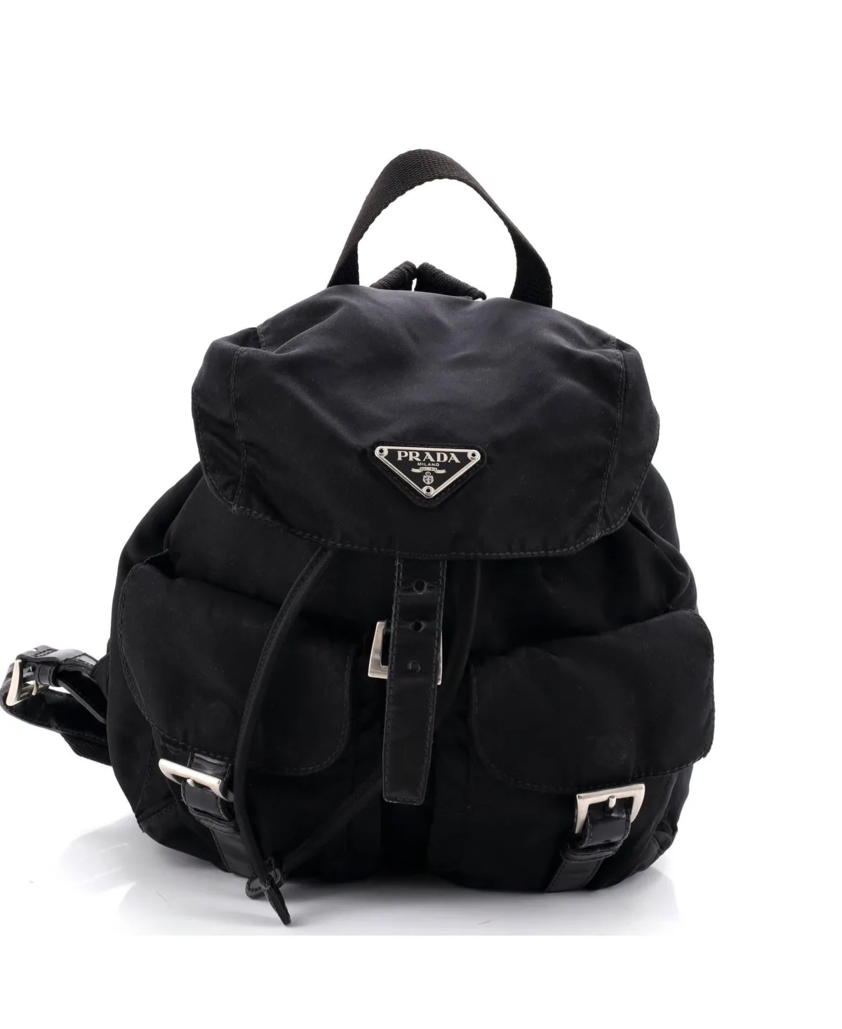 Pre-Owned Prada Small Double Front Pocket Backpack Tessuto by Prada
