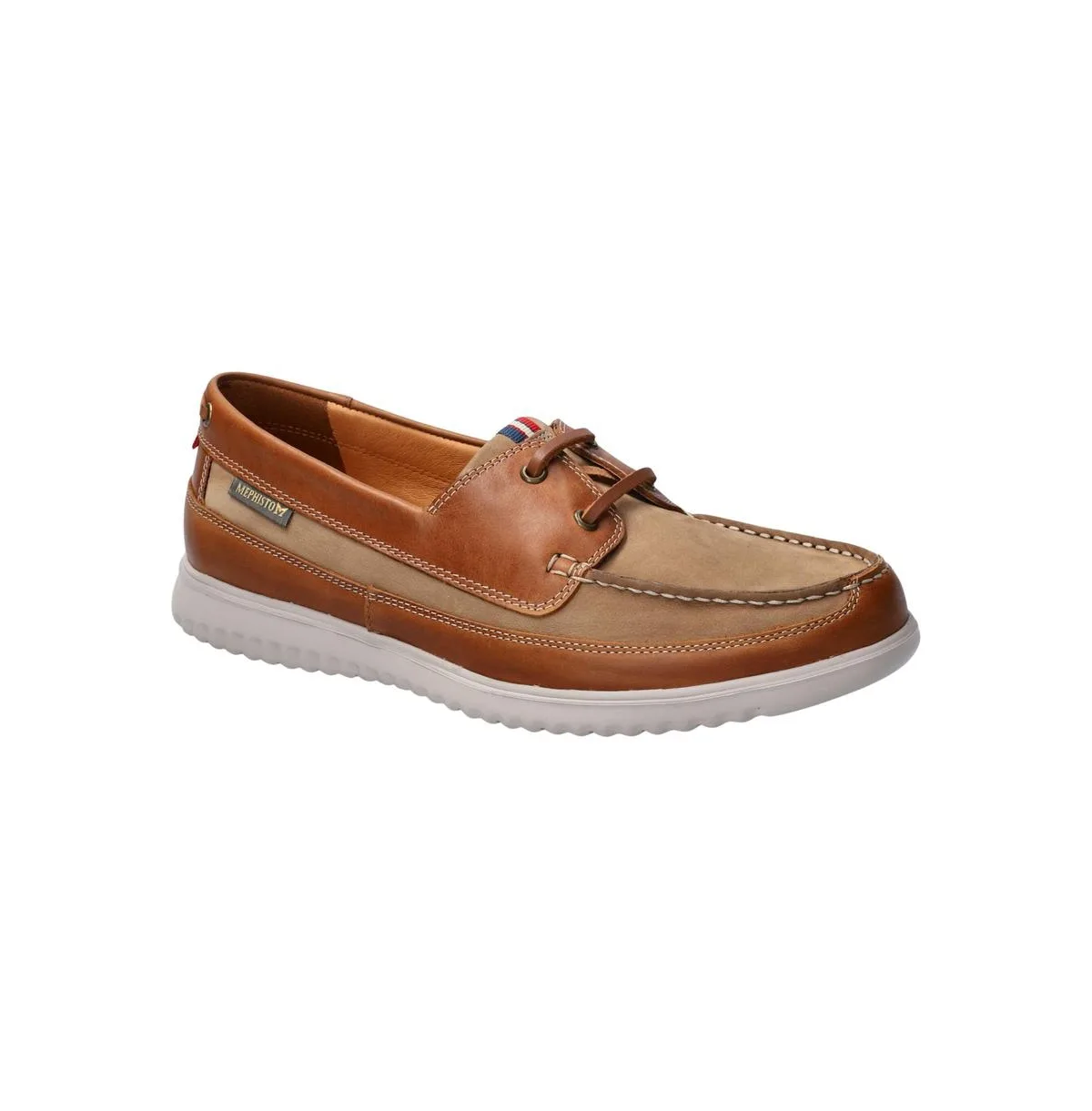 Trevis Full-Grain Leather Round-Toe Boat Shoes by Mephisto