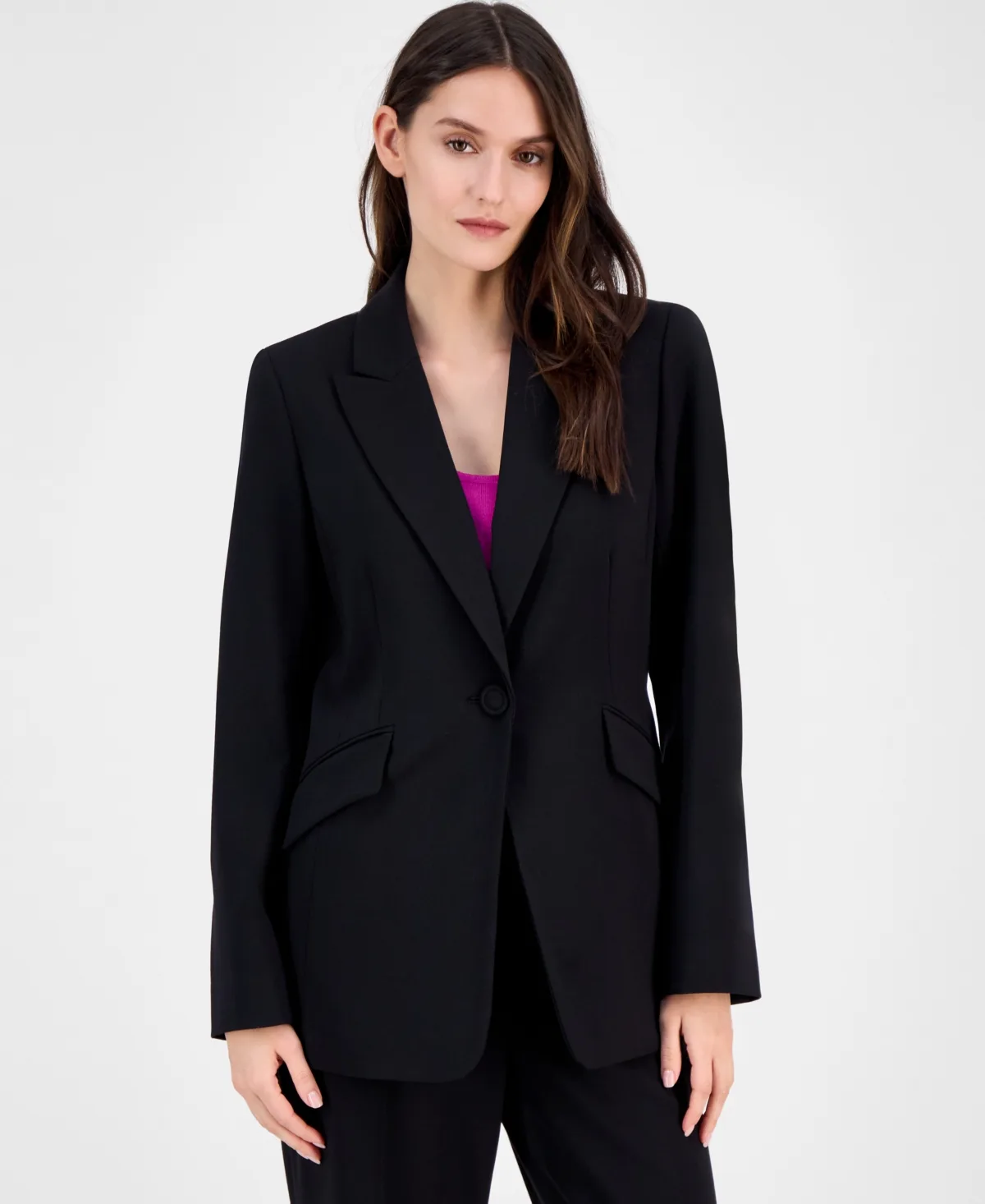 Peak-Lapel Button-Front Jacket