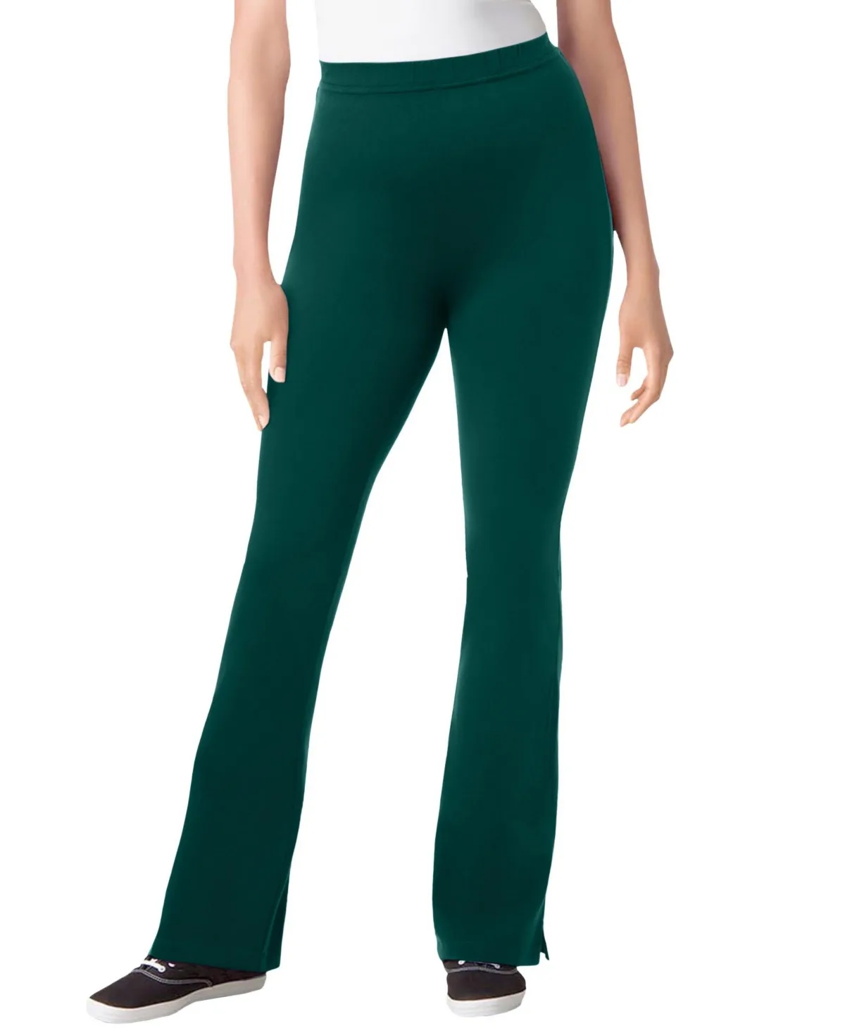 Tall Stretch-Cotton Knit Pull-On Bootcut Leggings by Woman Within