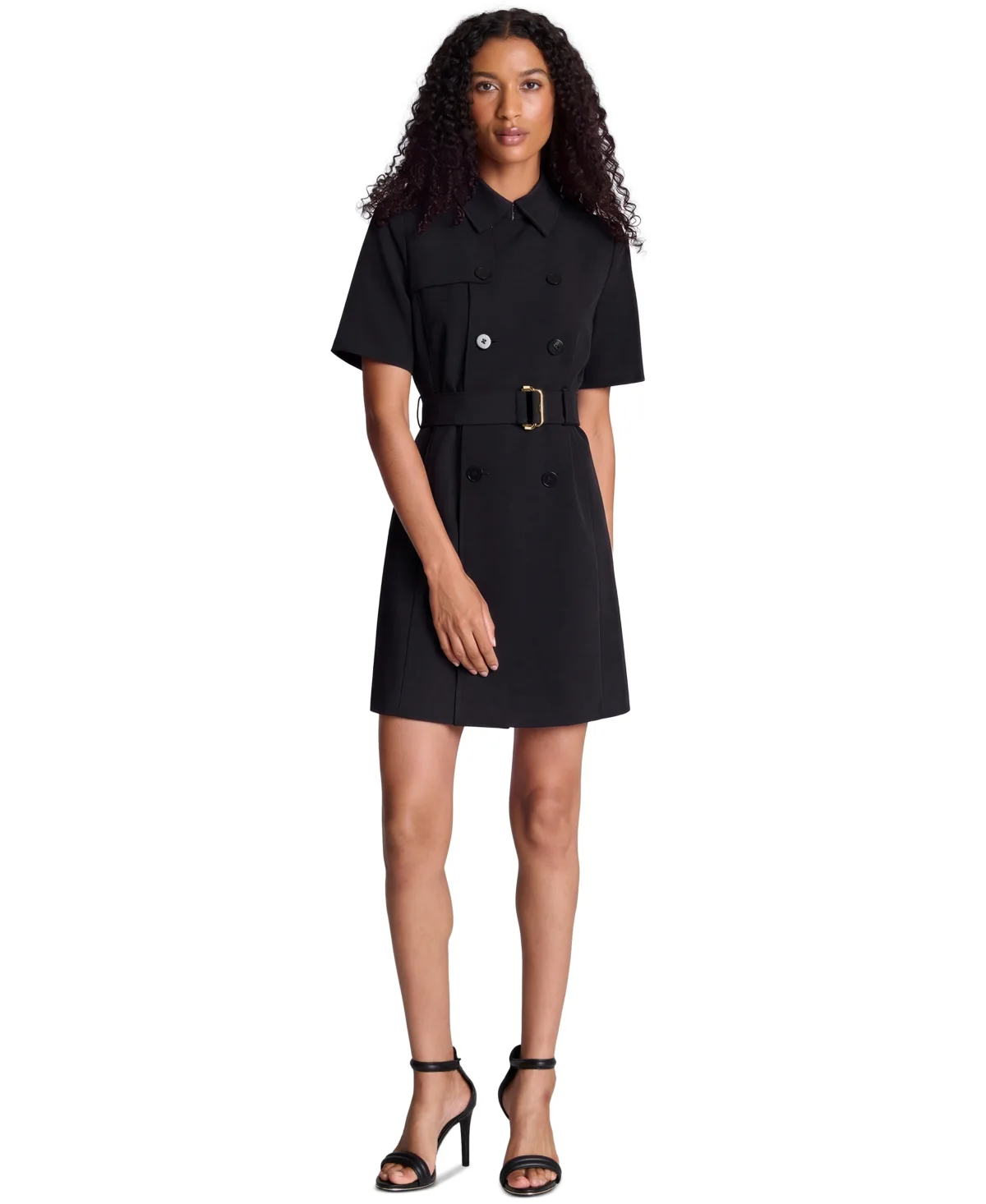 Short-Sleeve Trench Mini Dress by Kenneth Cole