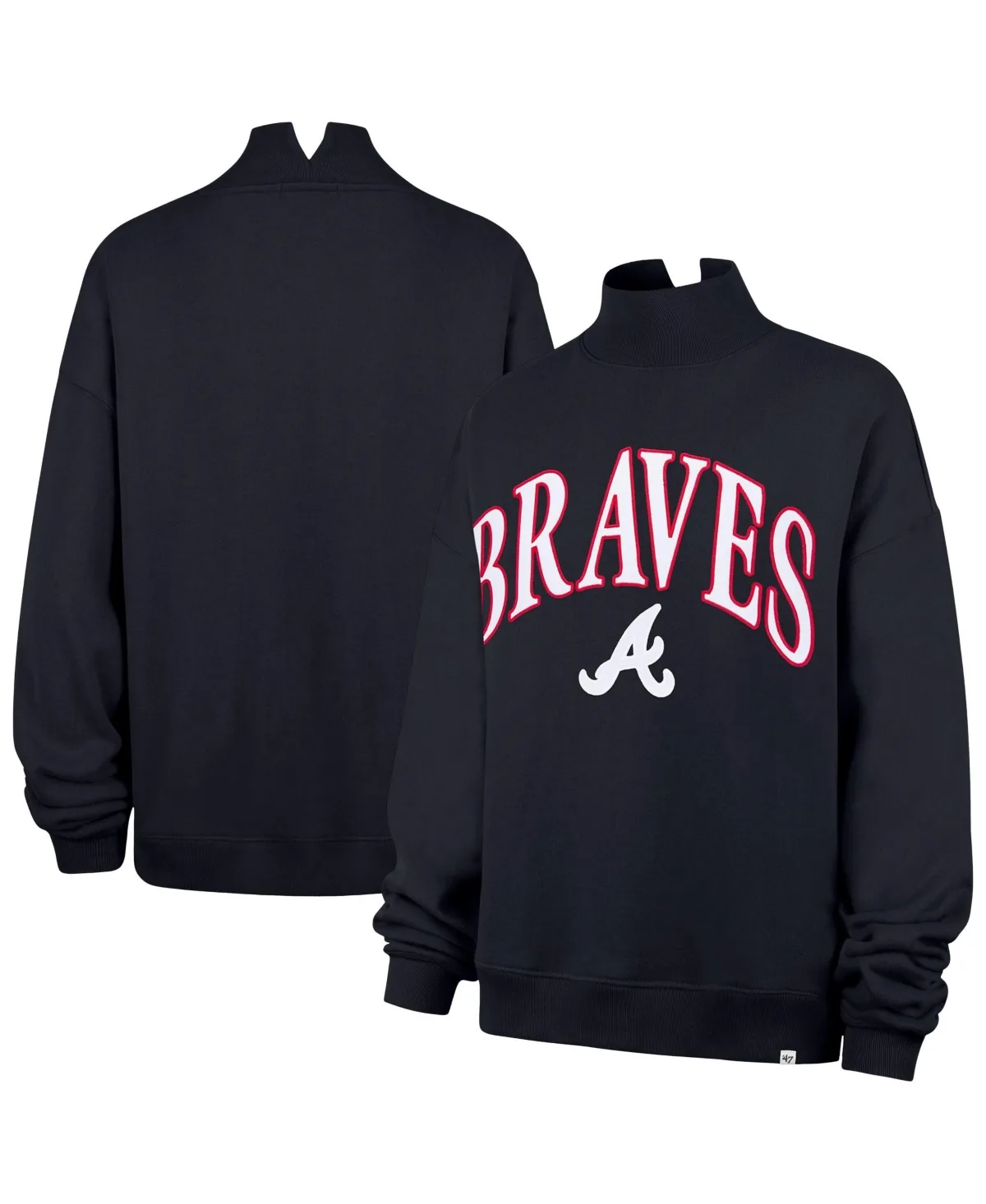 Atlanta Braves Oversized Vantage Mock Neck Sweatshirt by 47 Brand
