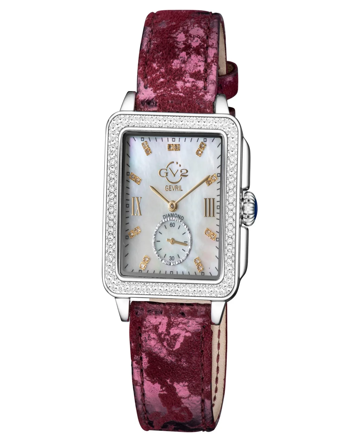 Bari Tortoise Swiss Quartz Italian Red Leather Strap Watch 34mm by Gevril