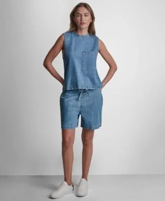 A Line Sleeveless Top Mid Rise Flowy Relaxed Pull on Shorts by DKNY