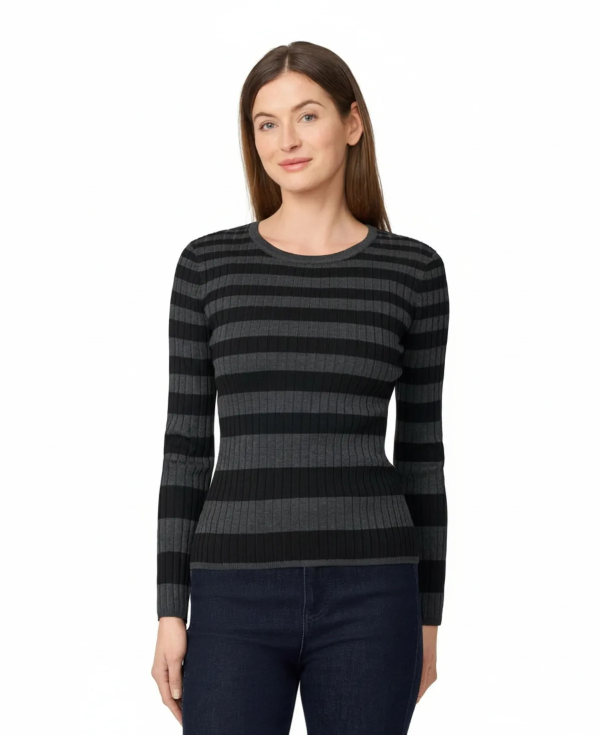 Striped Ribbed Crewneck Sweater by PAIGE