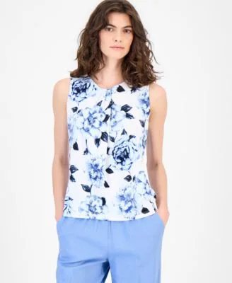 Sleeveless Asymmetric Pleated Top by Anne Klein