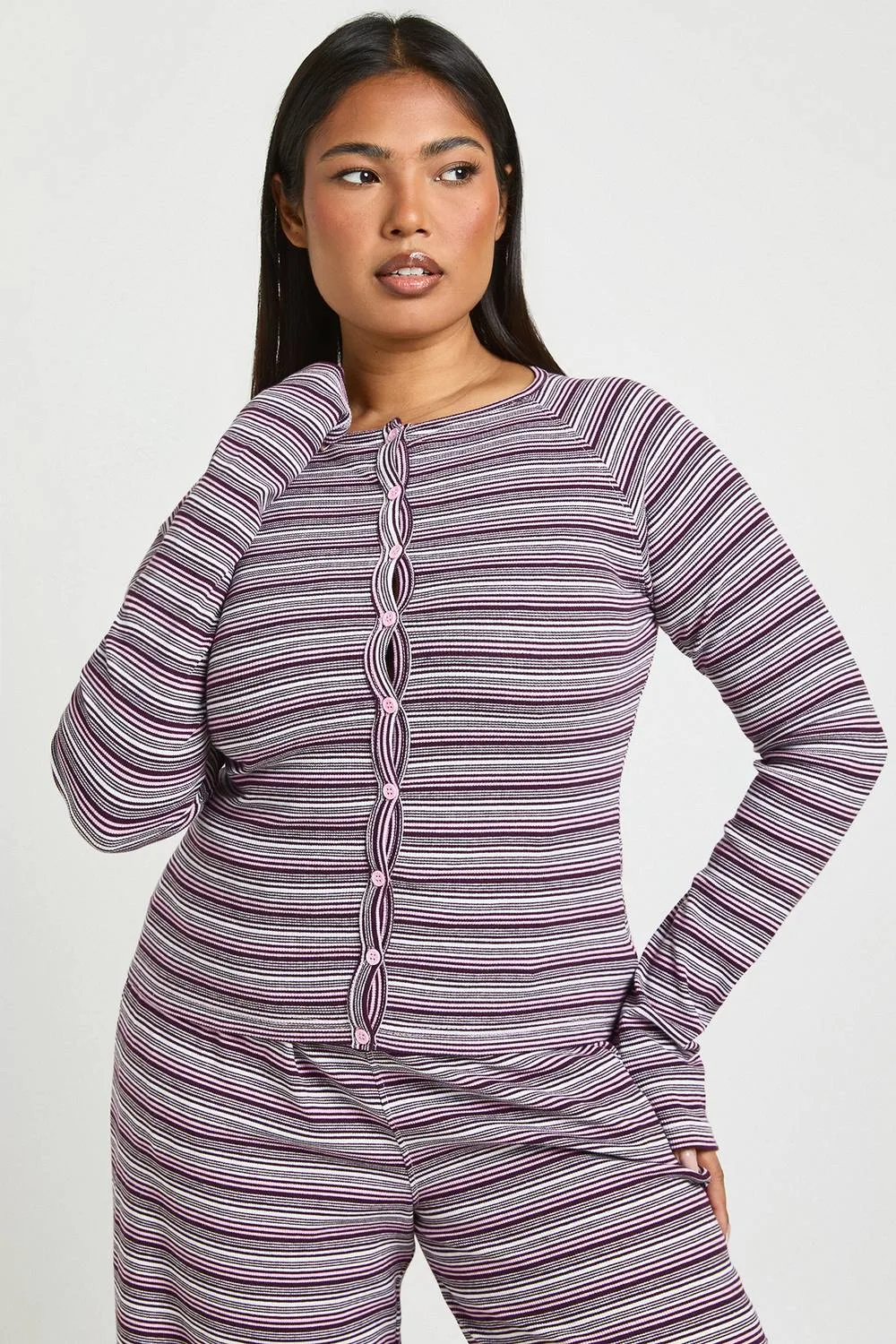 Stripe Button Down Long Sleeve Top by boohoo