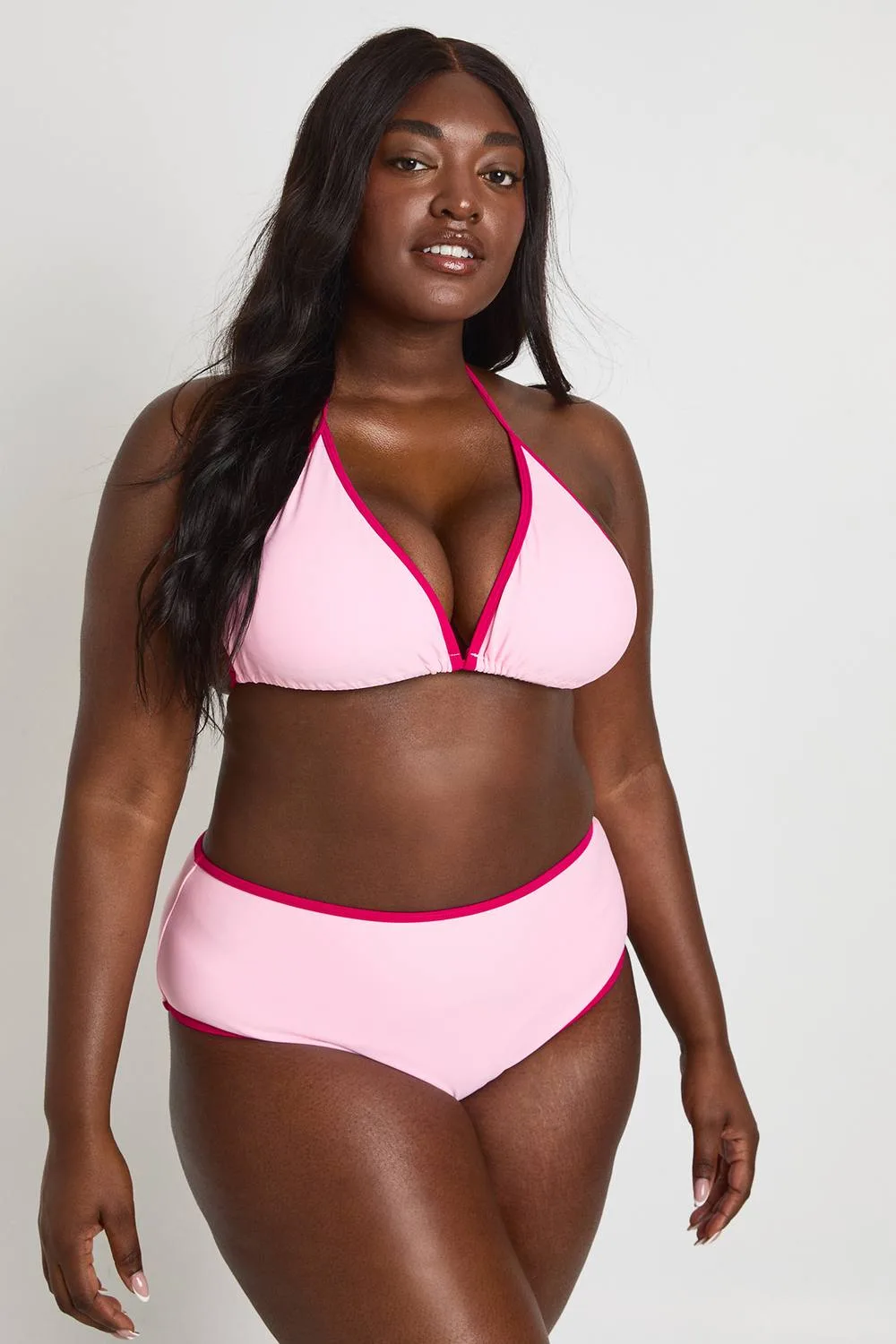 Contrast Bikini Top & High Waist Bikini Bottom