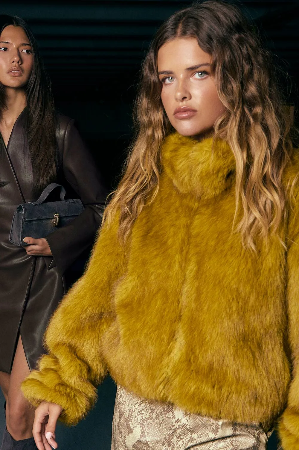 Vintage Look Faux Fur Funnel Neck Jacket by boohoo