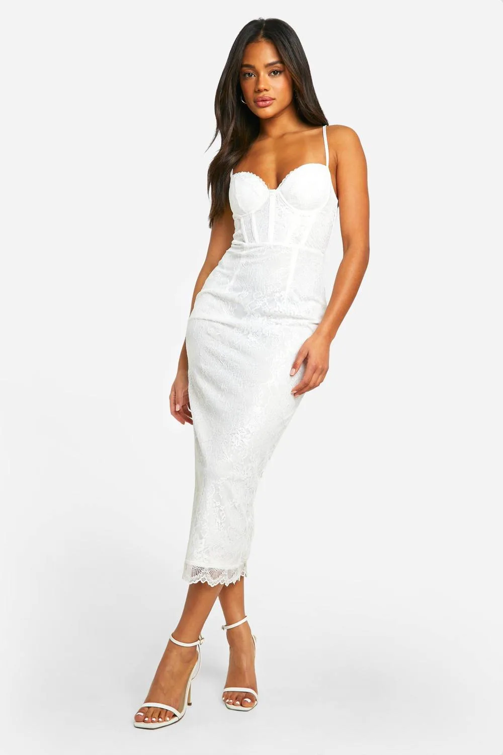 Lace Corset Midi Dress by boohoo