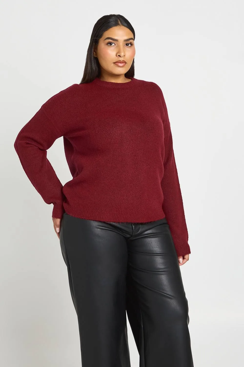Knitted Crew Neck Jumper by boohoo