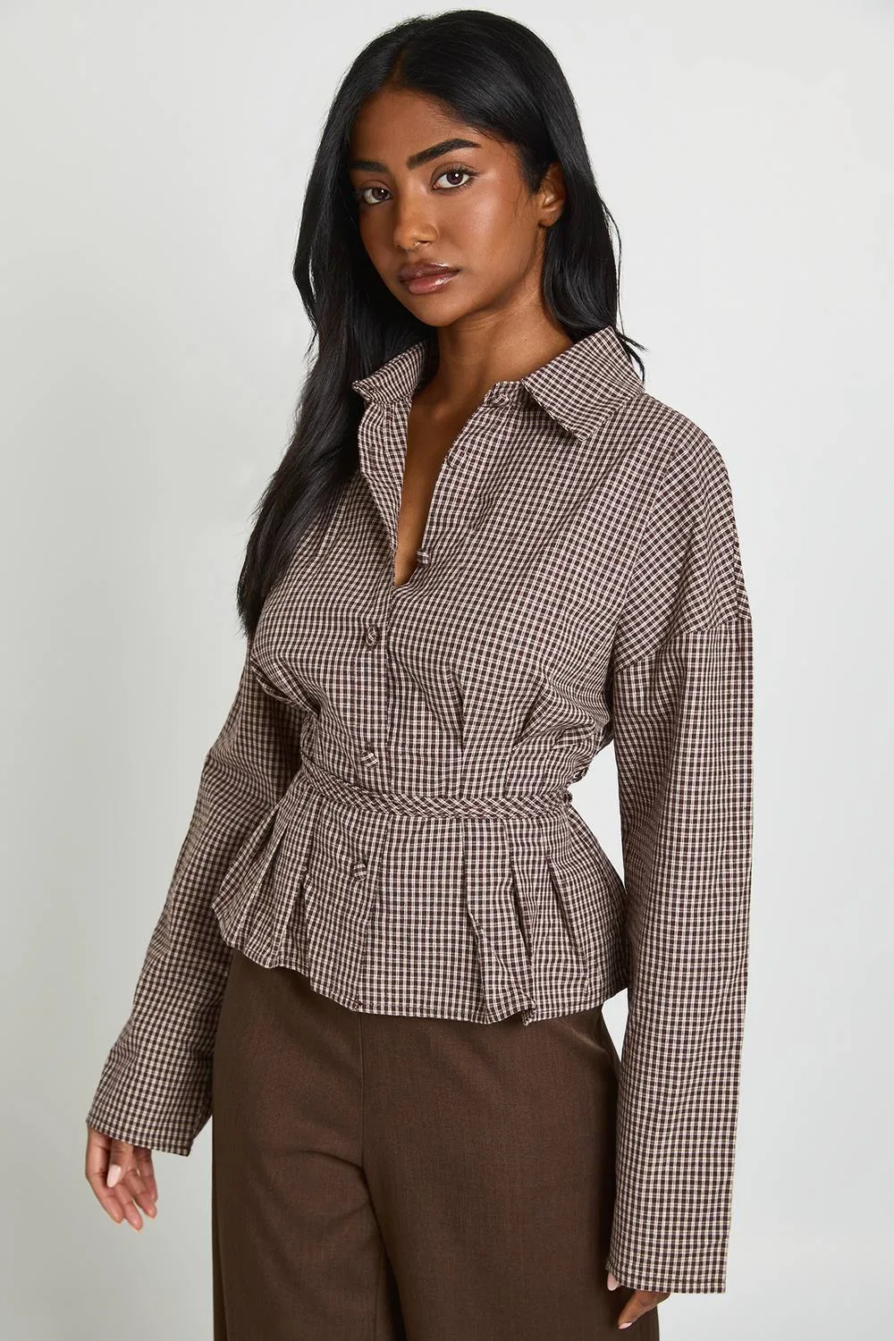 Cinched Tie Back Shirt by boohoo