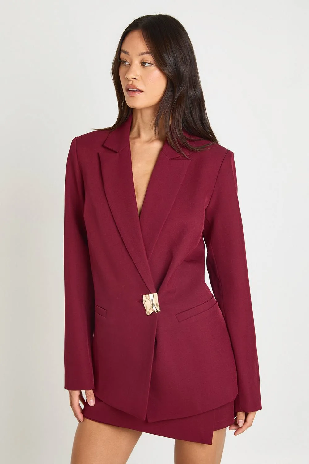Gold Trim Single Breasted Blazer by boohoo
