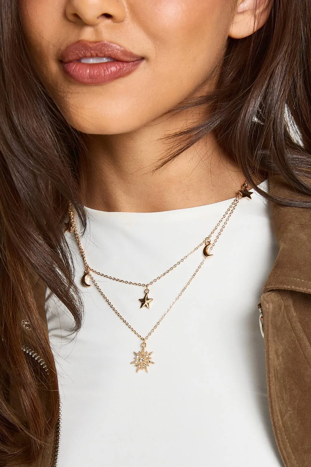 Celestial Scattered Charm Layered Necklace by boohoo