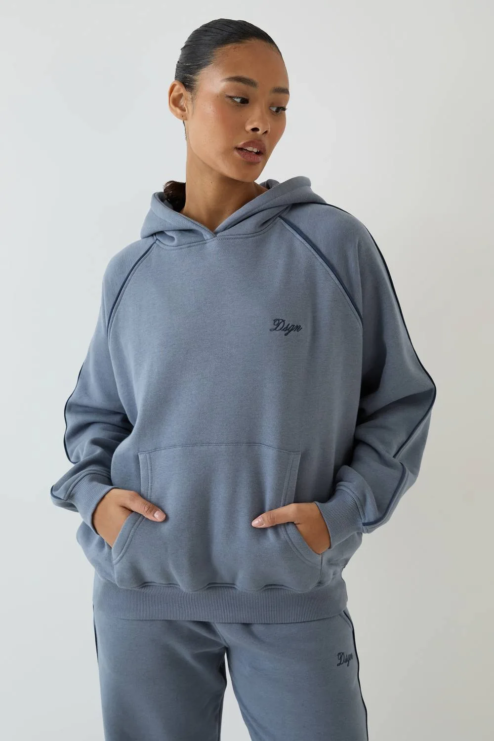 Script Piping Oversized Hoodie by Dsgn Studio