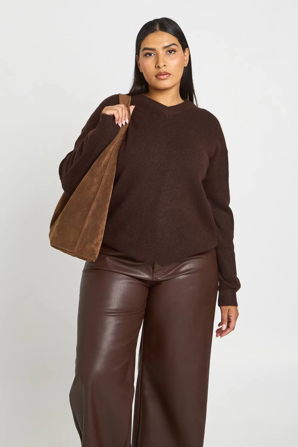 Knitted V Neck Jumper by boohoo