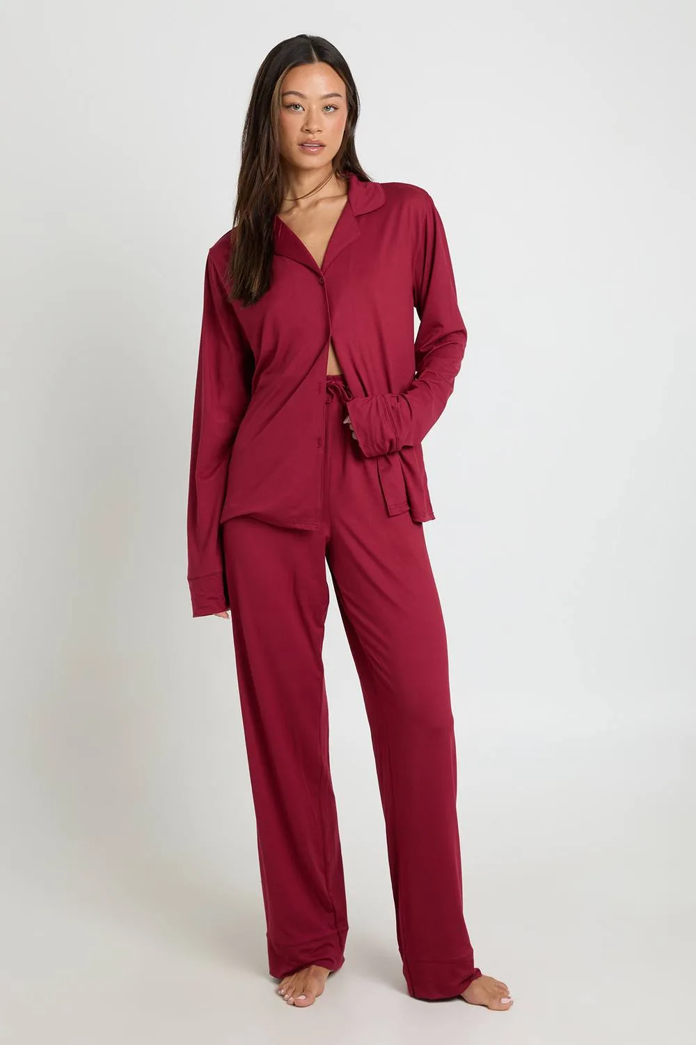 Soft Touch Button Through Shirt & Trouser Pyjama Set