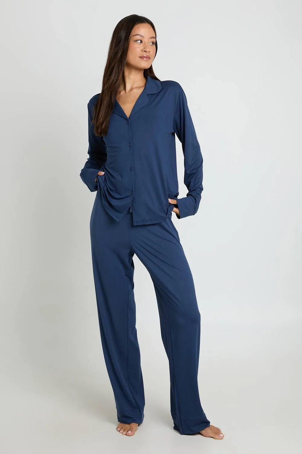 Soft Touch Button Through Shirt & Trouser Pyjama Set