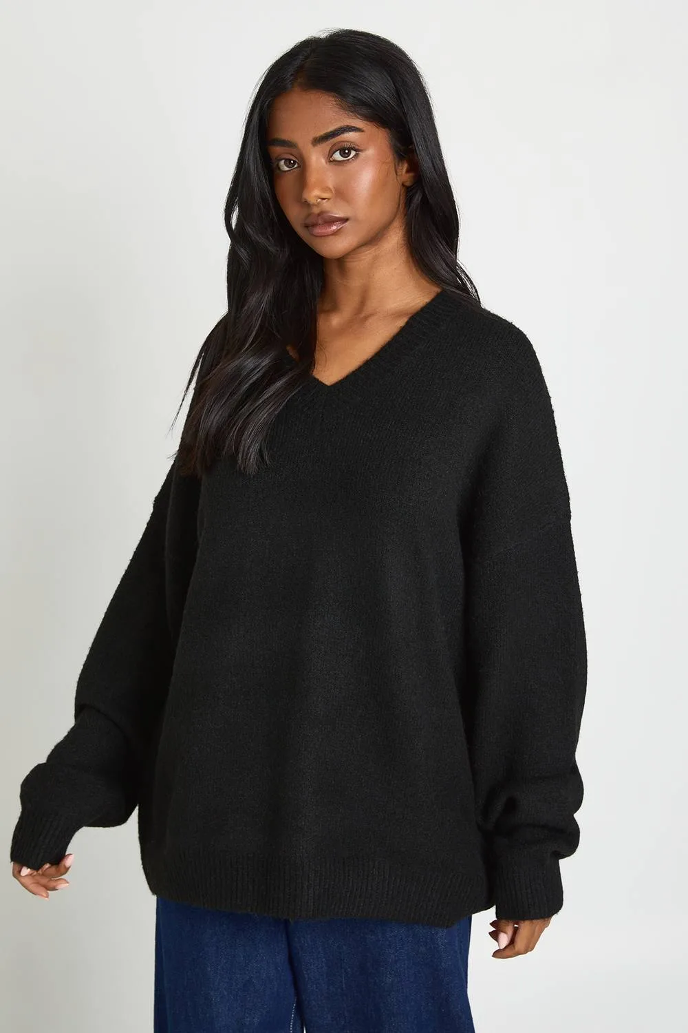Super Soft V Neck Oversized Jumper by boohoo