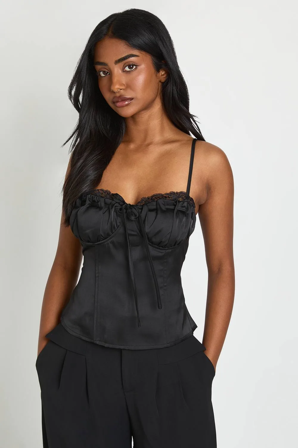 Ruched Bust Corset Top by boohoo