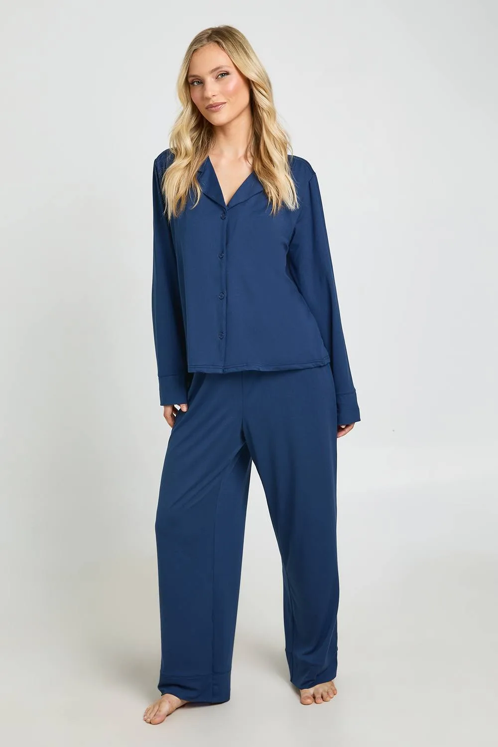 Soft Touch Button Through Shirt & Trouser Pyjama Set