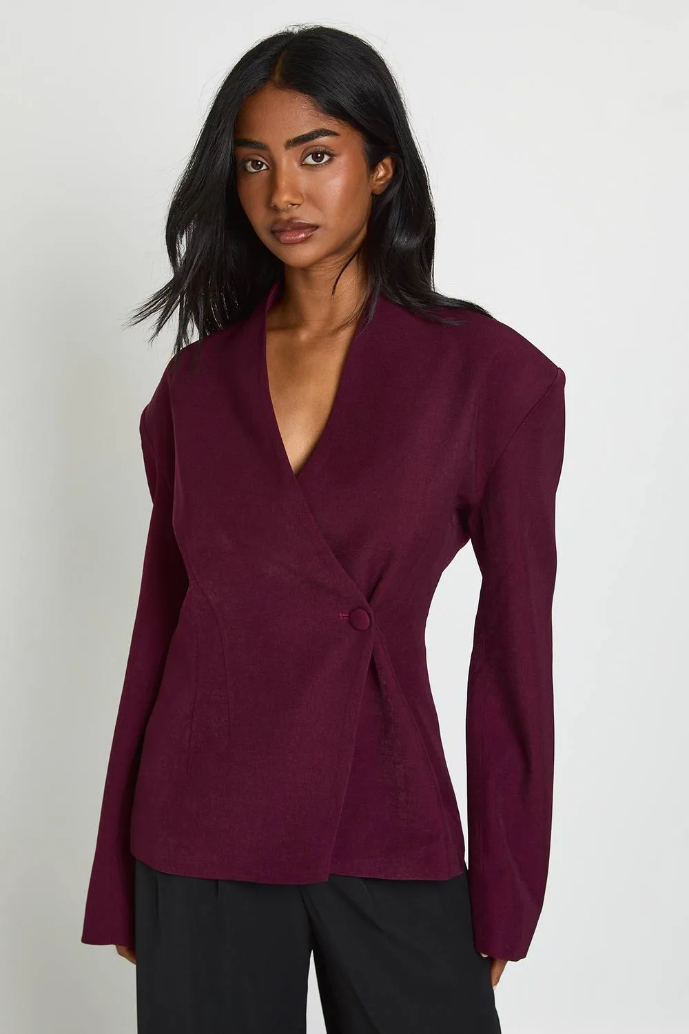 Wrap Belted Blazer by boohoo