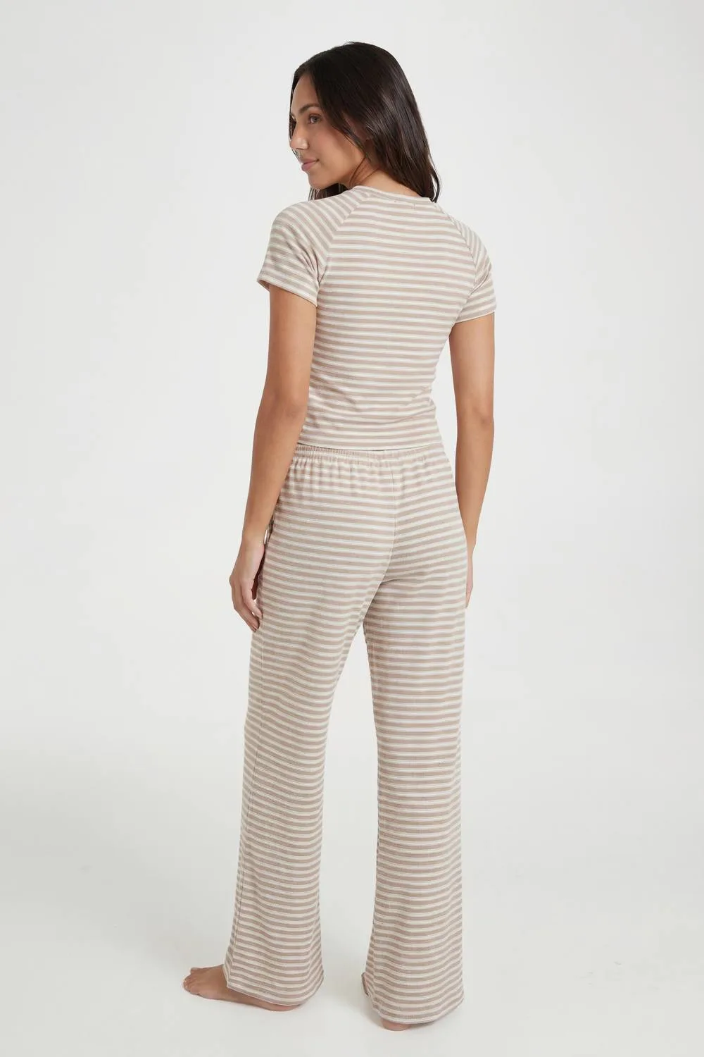 Brushed Jersey Striped Baby T-Shirt & Trouser Pyjama Set by boohoo
