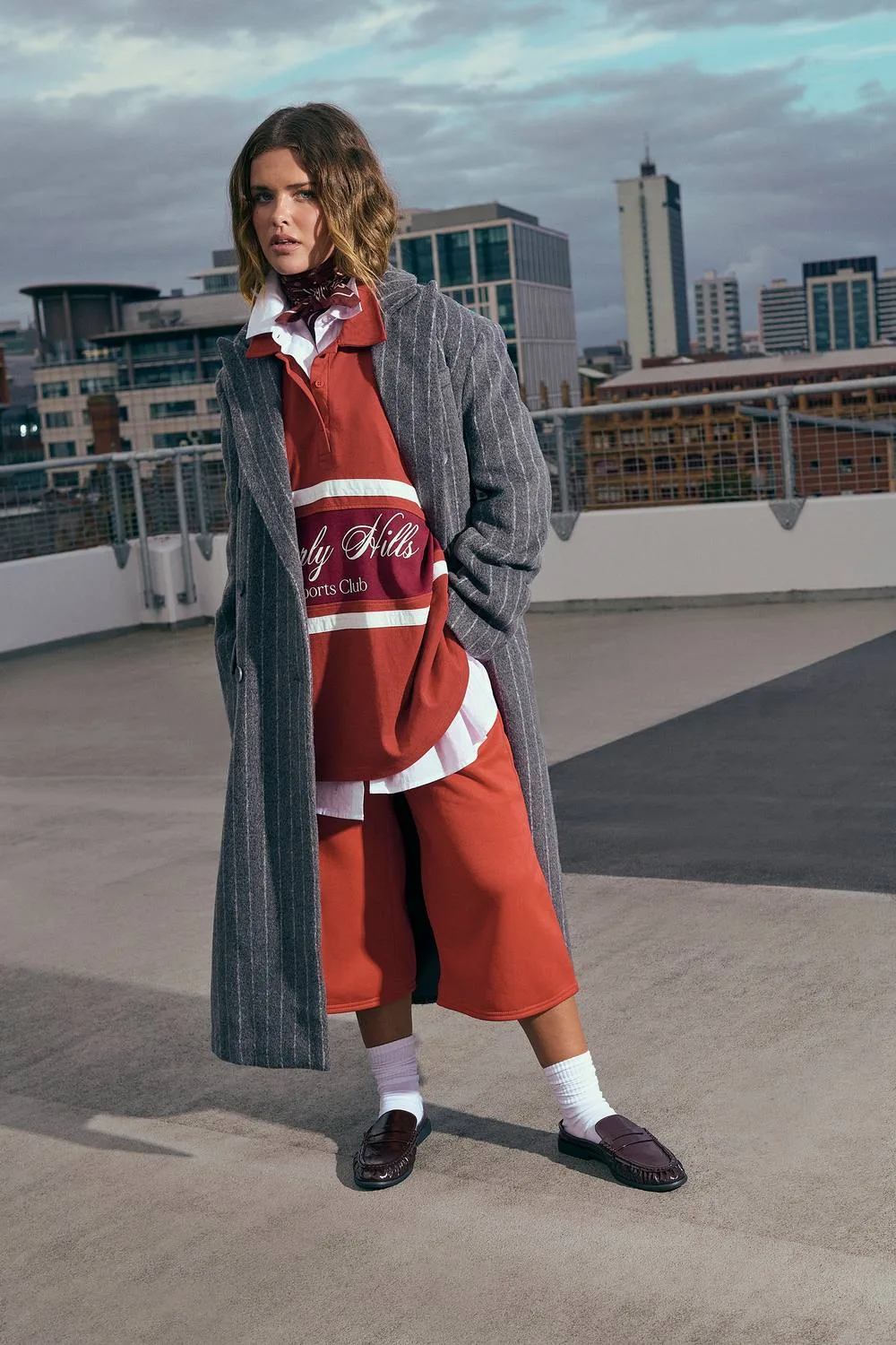 Pinstripe Double Breasted Wool Look Coat by boohoo